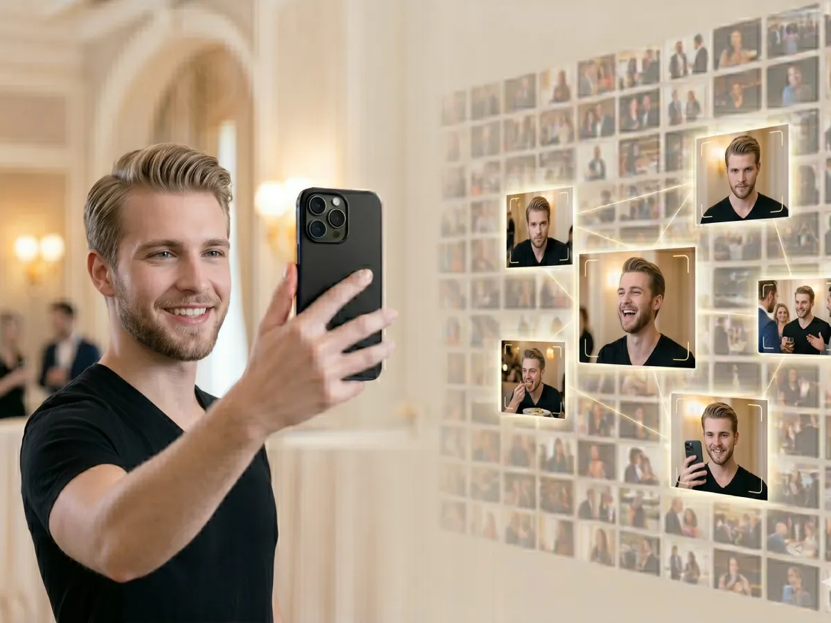 Etkinlik fotoğraf satışında selfie ile yüz tanıma
