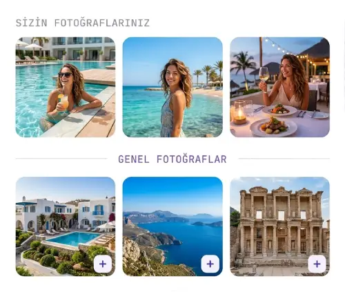 Müşterinin kendi karelerinin altında satışa açılan genel fotoğraflar