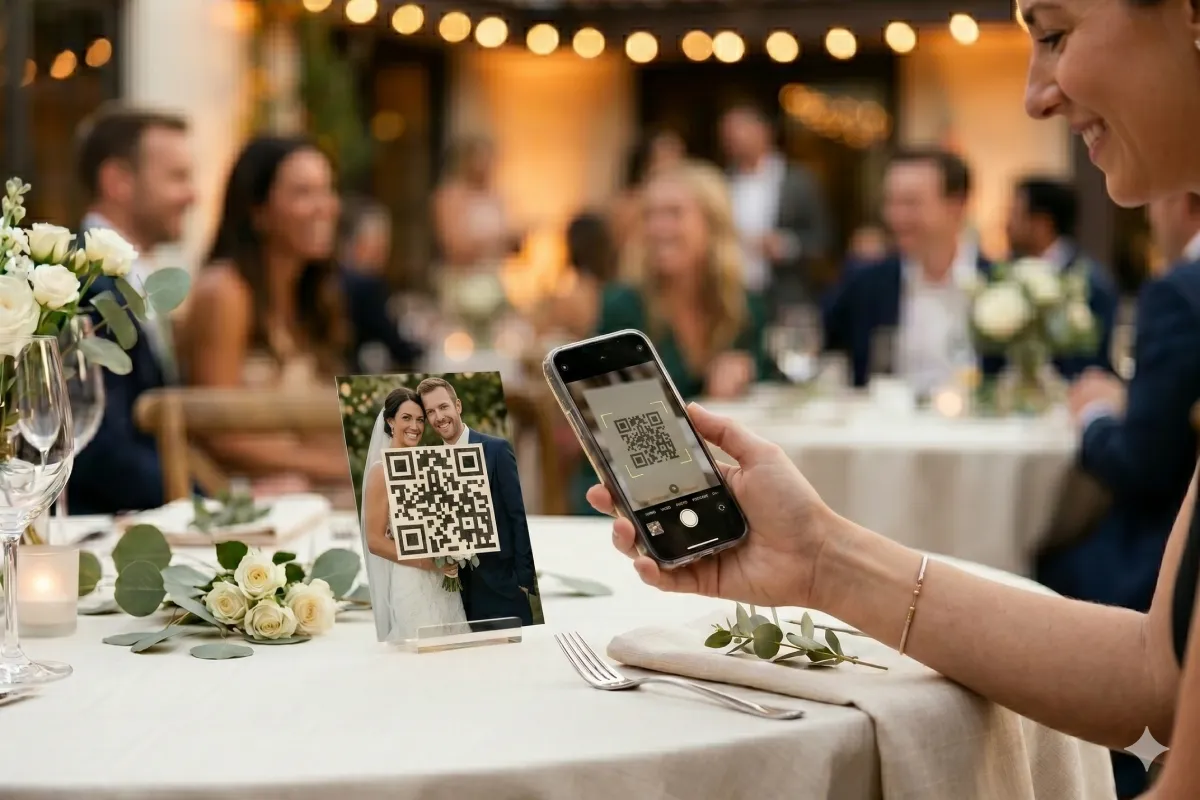 Masadaki QR kart ile self-servis fotoğraf erişimi